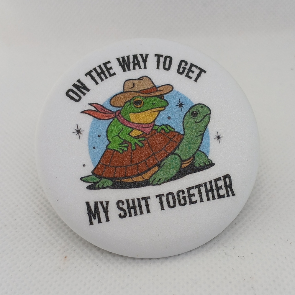 Funny Turtle and Frog Button